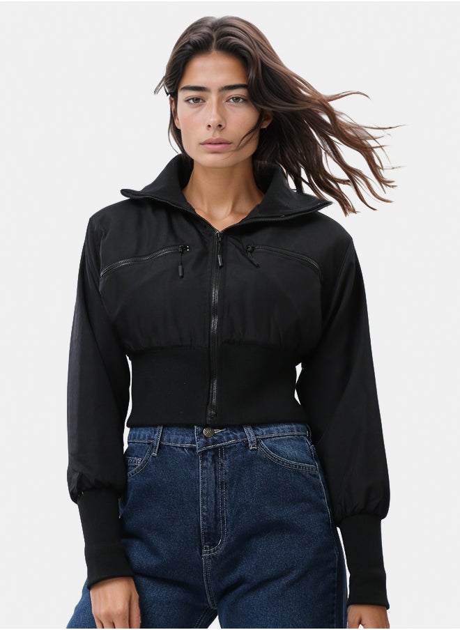RAVIN Short Bomber Jacket with Elastic Waist  - Image 1