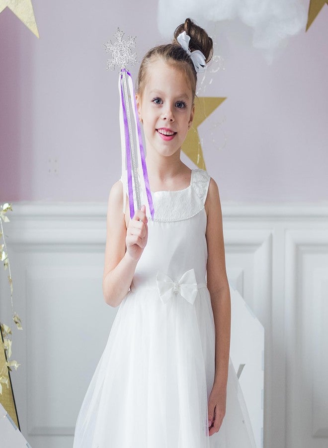 PullCrease 12 Pcs Snowflake Wand Sparkling Snowflake Fairy Wands for Winter Kids Girls Boys Princess Theme Birthday Party Favors Play Supplies Decorations (Blue and Purple) - Image 5