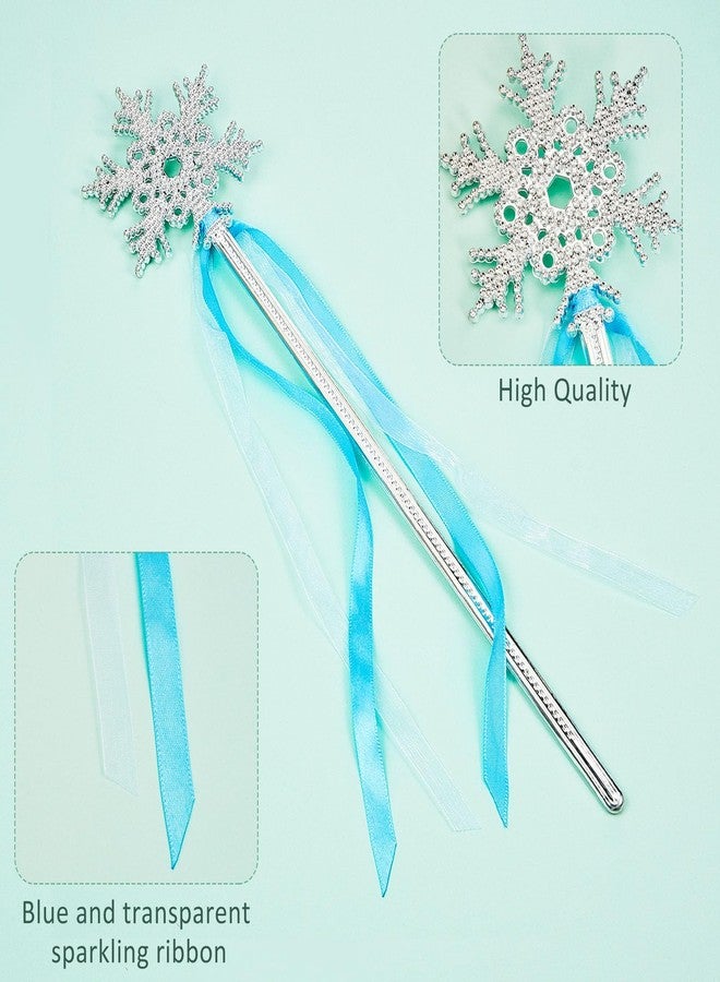 PullCrease 12 Pcs Snowflake Wand Sparkling Snowflake Fairy Wands for Winter Kids Girls Boys Princess Theme Birthday Party Favors Play Supplies Decorations (Blue and Purple) - Image 3
