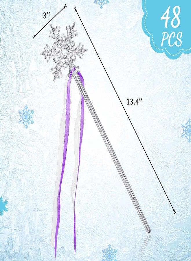 PullCrease 12 Pcs Snowflake Wand Sparkling Snowflake Fairy Wands for Winter Kids Girls Boys Princess Theme Birthday Party Favors Play Supplies Decorations (Blue and Purple) - Image 2