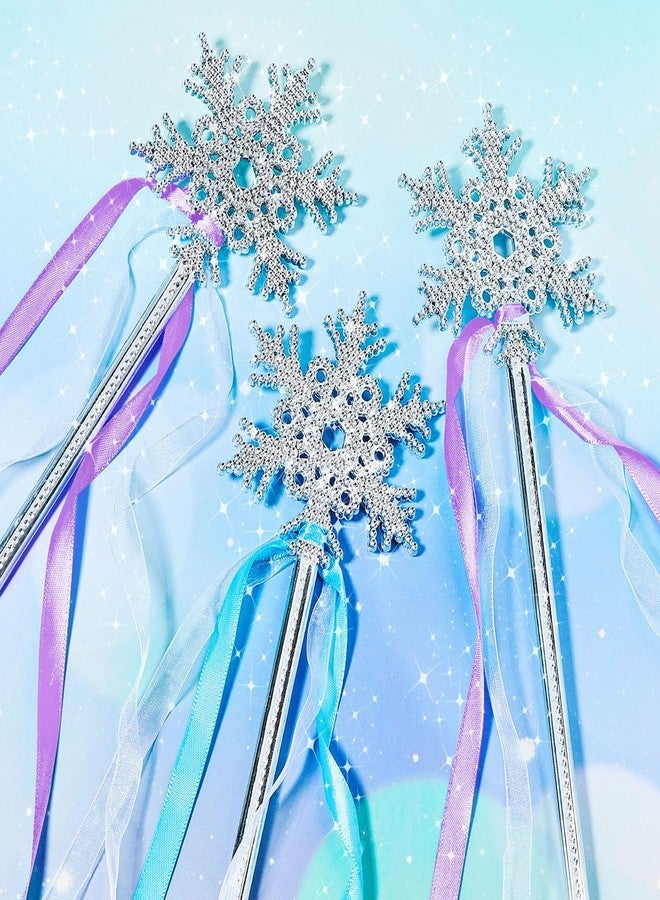 PullCrease 12 Pcs Snowflake Wand Sparkling Snowflake Fairy Wands for Winter Kids Girls Boys Princess Theme Birthday Party Favors Play Supplies Decorations (Blue and Purple) - Image 4