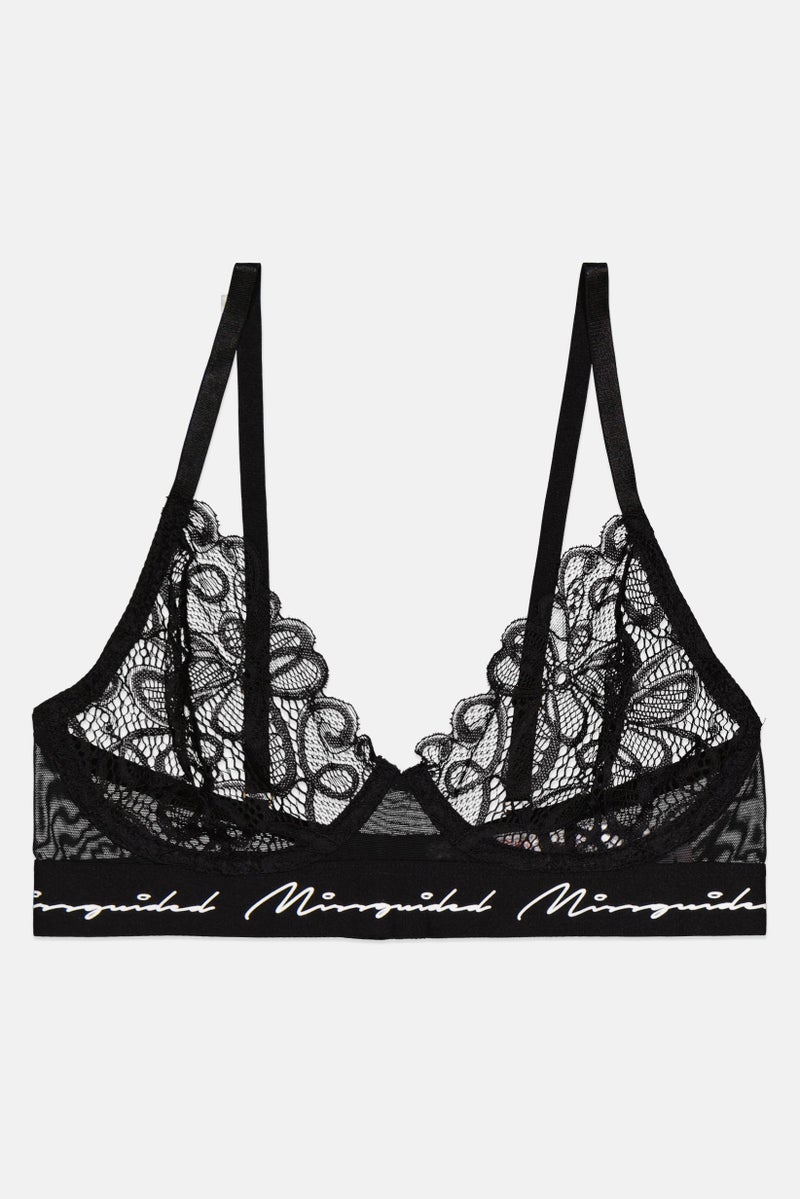 Missguided Women Textured Non Padded Wireless Bra, Black - Image 1
