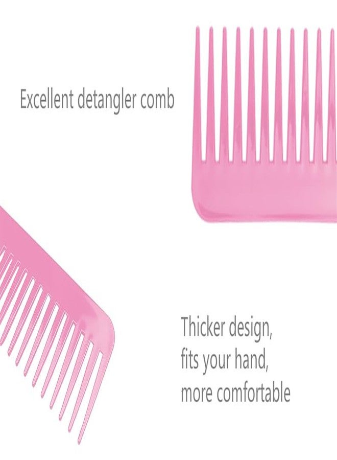 NuAngela Wide Tooth Hair Comb No Static, Detangling Styling Comb For Thick Long Curly Hair, No Handle Round Teeth, Reduce Hair Loss&Breakages, Shower Shampoo Detangler Comb For Women Men(PINK) - Image 3
