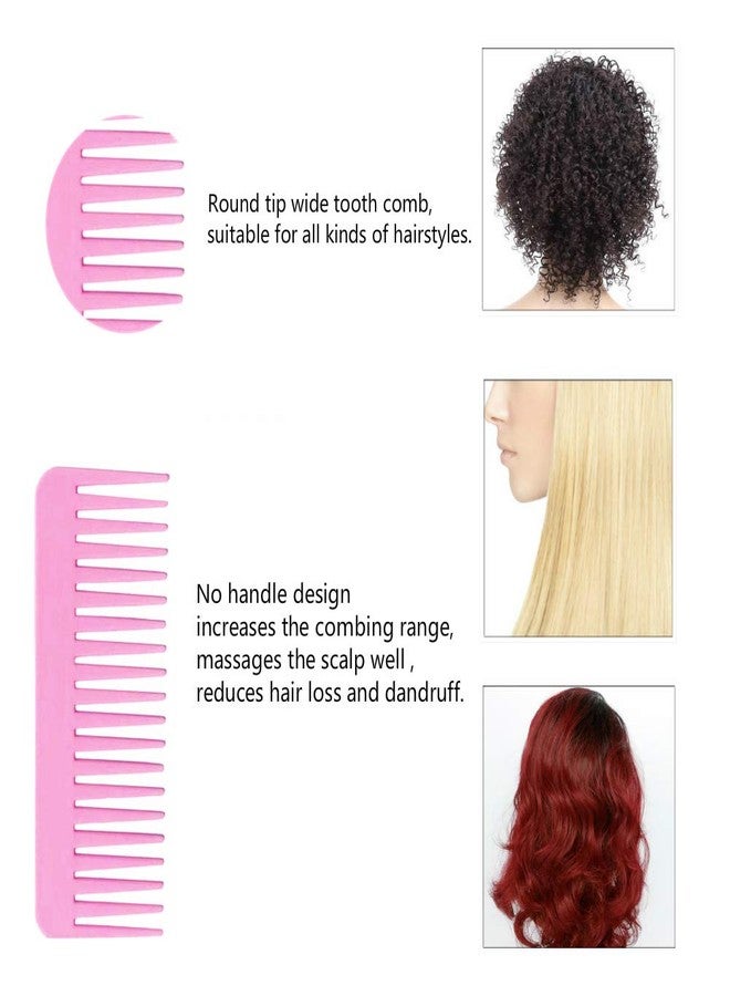 NuAngela Wide Tooth Hair Comb No Static, Detangling Styling Comb For Thick Long Curly Hair, No Handle Round Teeth, Reduce Hair Loss&Breakages, Shower Shampoo Detangler Comb For Women Men(PINK) - Image 4