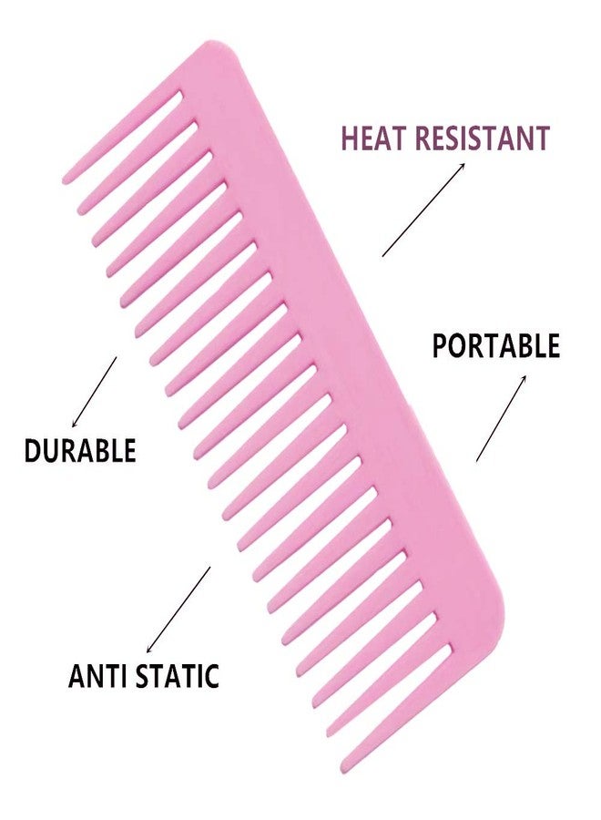 NuAngela Wide Tooth Hair Comb No Static, Detangling Styling Comb For Thick Long Curly Hair, No Handle Round Teeth, Reduce Hair Loss&Breakages, Shower Shampoo Detangler Comb For Women Men(PINK) - Image 5