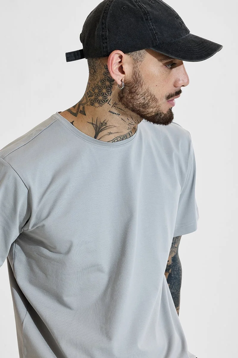 SNITCH Slim Fit 4-Way Stretch Light Grey T-Shirt