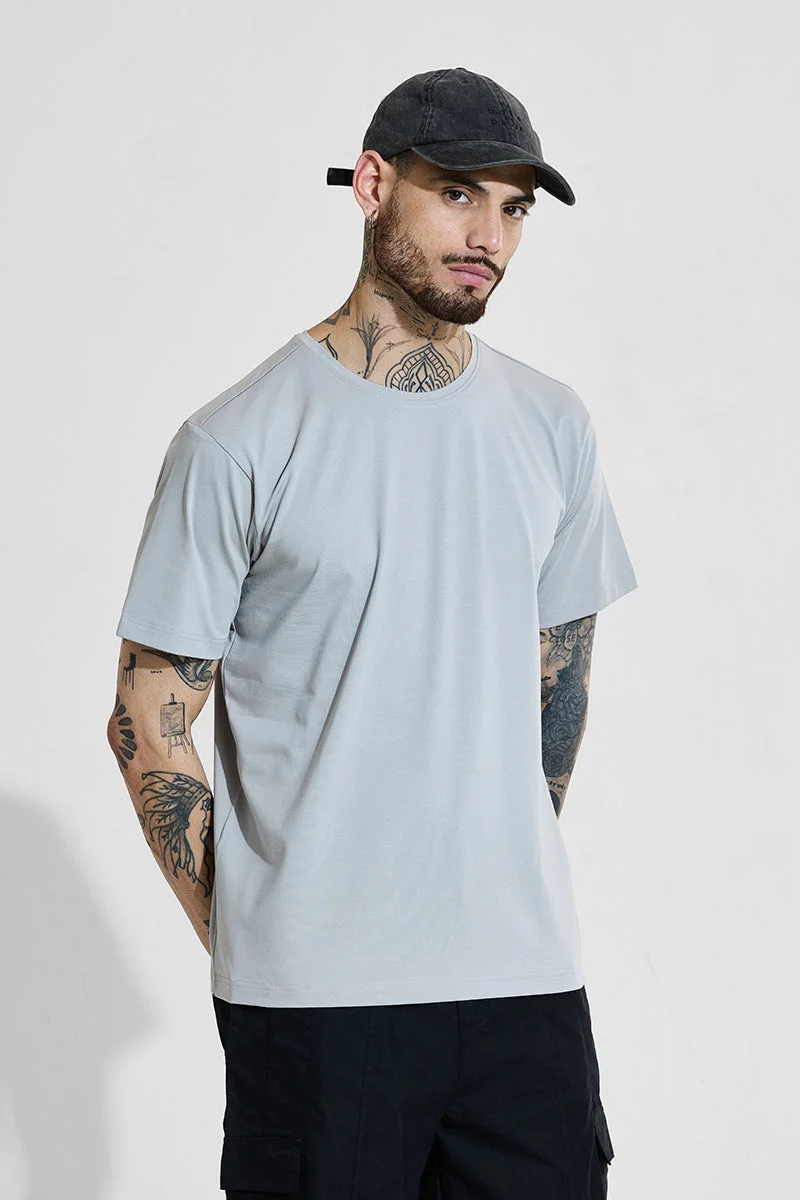 SNITCH Slim Fit 4-Way Stretch Light Grey T-Shirt