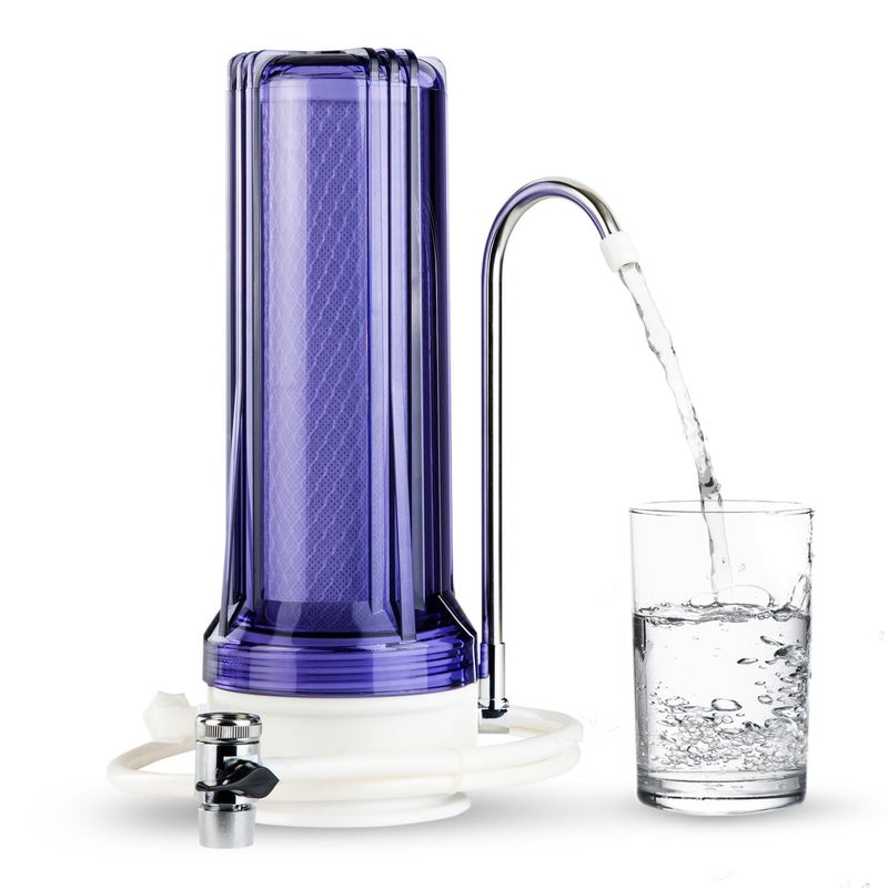 iSpring نظام ترشيح مياه الشرب على السطح iSpring CKC1C مع فلتر كربوني، 2.5" × 10"، شفاف - Image 1