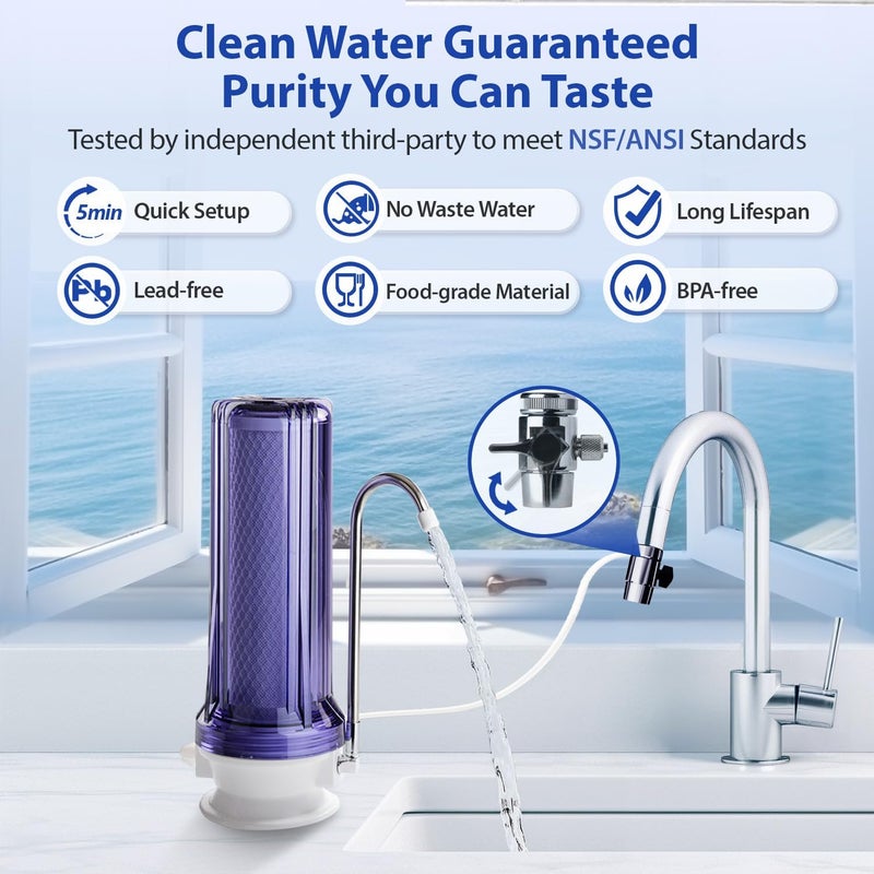 iSpring نظام ترشيح مياه الشرب على السطح iSpring CKC1C مع فلتر كربوني، 2.5" × 10"، شفاف - Image 3