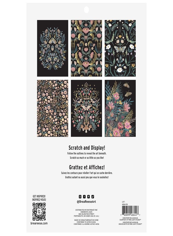 Brea Reese: Scratch Art Paper Pad - Fall Florals - 6 Designs, Guided Art, Metallic Accents, Stylus & Brush, Perforated 9x12 Pages, DIY Adult Craft - Image 2