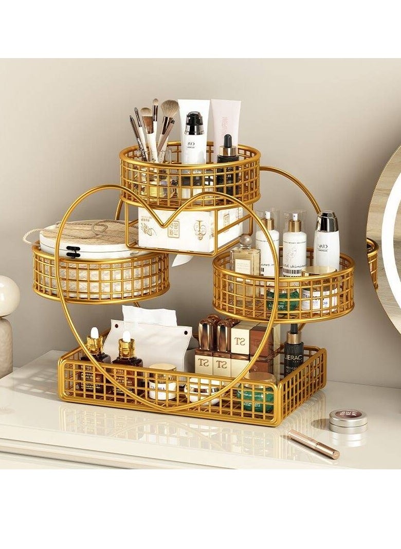Beauenty Desktop Cosmetic Storage Box Mini Dressing Table Makeup Table with Drawer Makeup Mirror Jewelry Sorting Rack  - Image 1