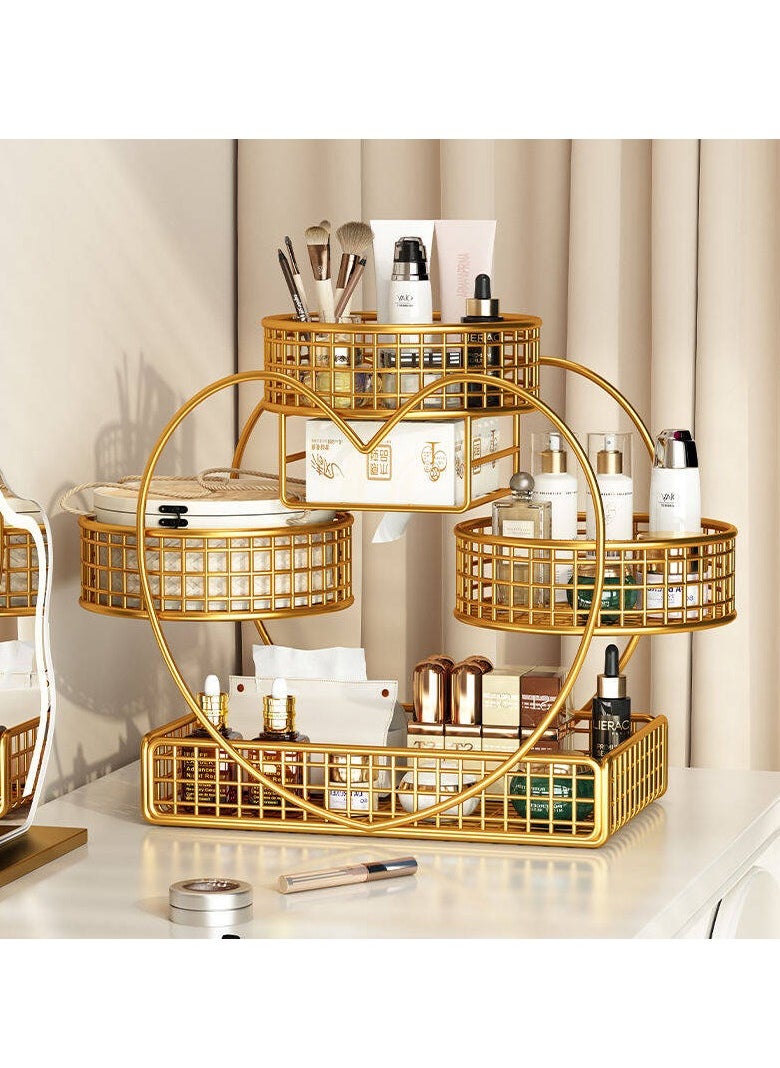 Beauenty Desktop Cosmetic Storage Box Mini Dressing Table Makeup Table with Drawer Makeup Mirror Jewelry Sorting Rack  - Image 2