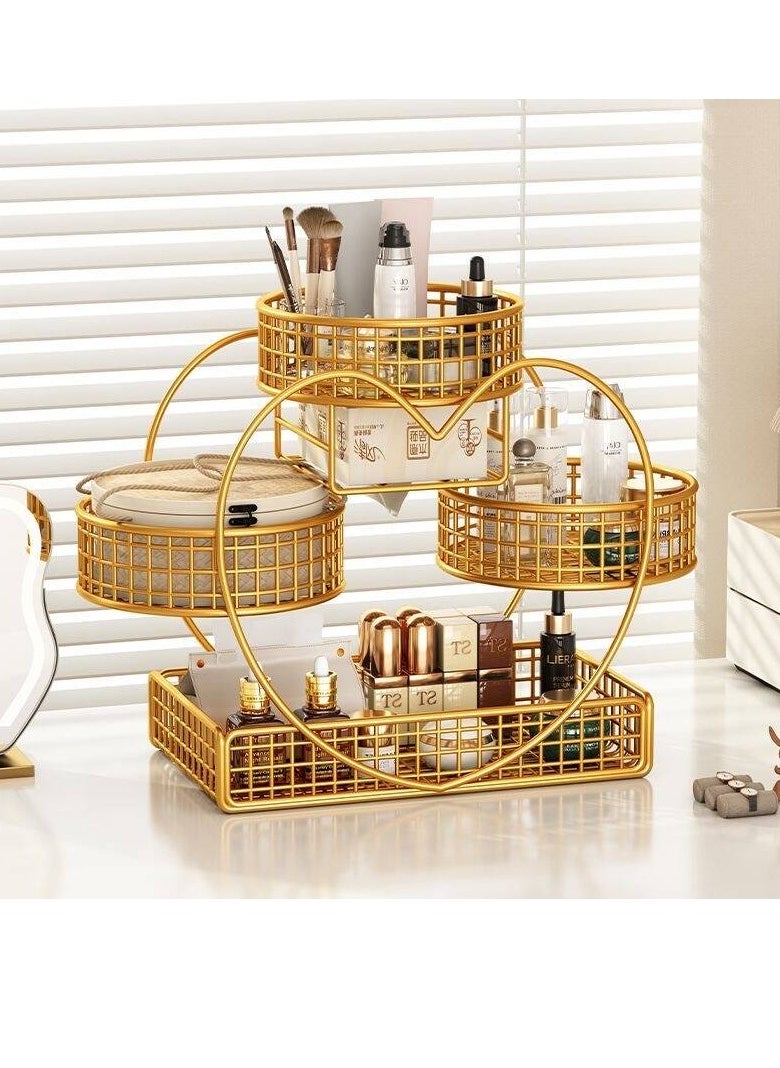 Beauenty Desktop Cosmetic Storage Box Mini Dressing Table Makeup Table with Drawer Makeup Mirror Jewelry Sorting Rack  - Image 3