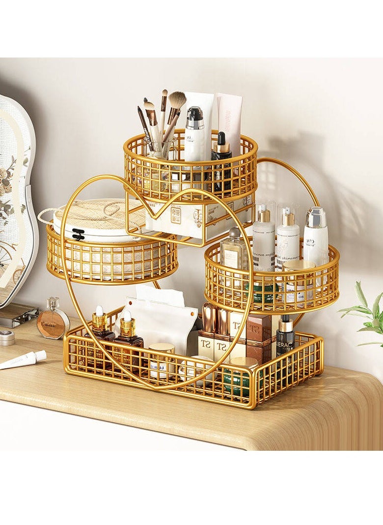 Beauenty Desktop Cosmetic Storage Box Mini Dressing Table Makeup Table with Drawer Makeup Mirror Jewelry Sorting Rack  - Image 4