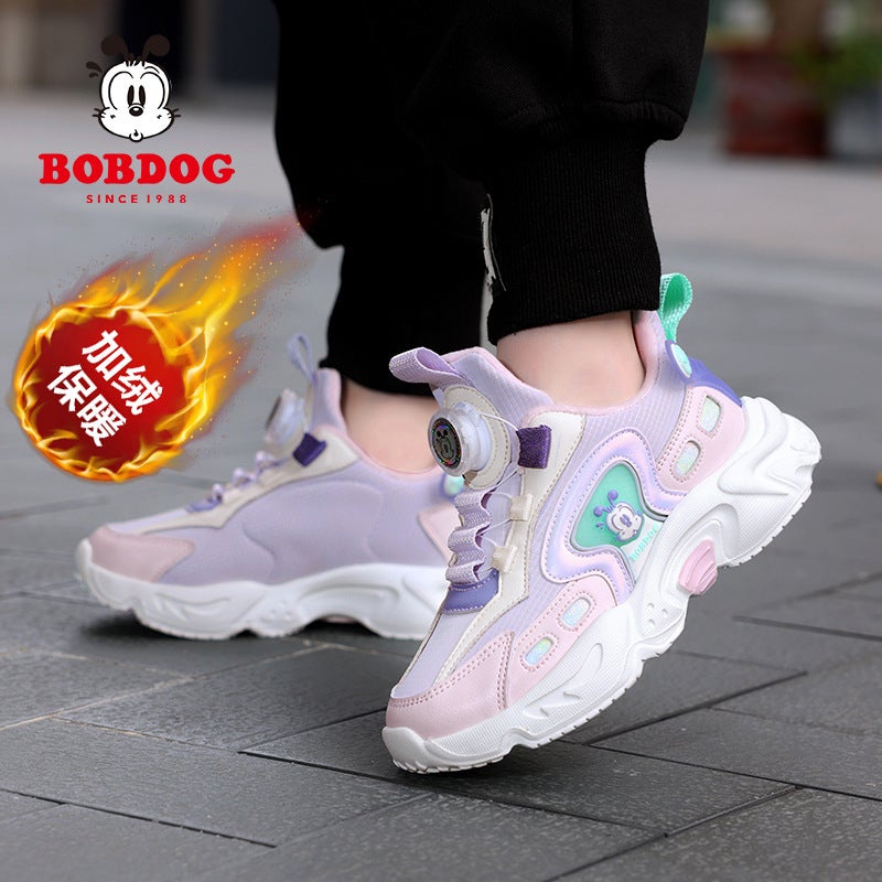 Babudou Girls' Shoes 2025 Winter New Style Double Cotton Leather Surface Girls' Shoes For Older Children Casual Children'S Sports Student Shoes - Image 3