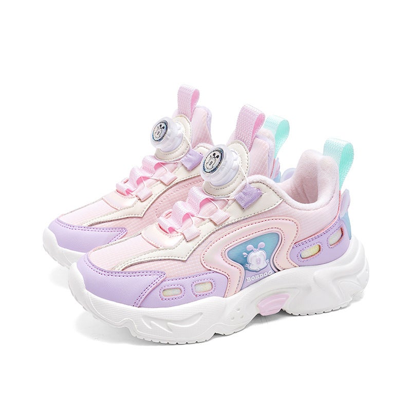 Babudou Girls' Shoes 2025 Winter New Style Double Cotton Leather Surface Girls' Shoes For Older Children Casual Children'S Sports Student Shoes - Image 1
