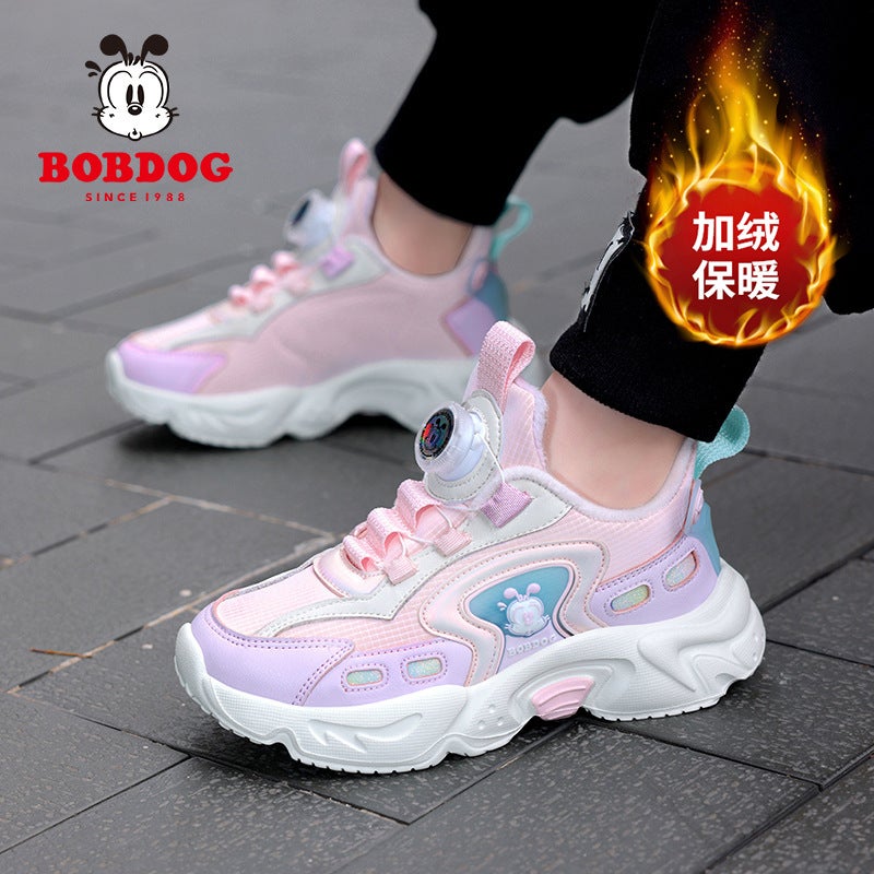 Babudou Girls' Shoes 2025 Winter New Style Double Cotton Leather Surface Girls' Shoes For Older Children Casual Children'S Sports Student Shoes - Image 4