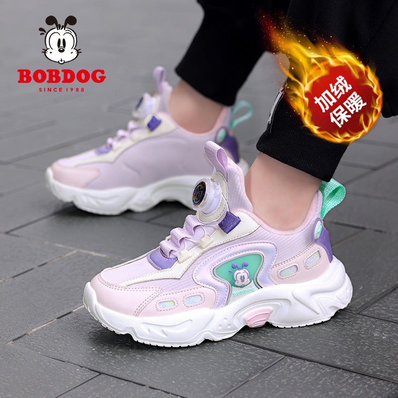Babudou Girls' Shoes 2025 Winter New Style Double Cotton Leather Surface Girls' Shoes For Older Children Casual Children'S Sports Student Shoes - Image 2