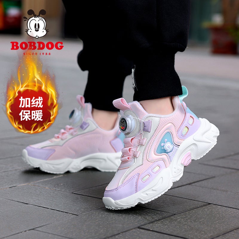 Babudou Girls' Shoes 2025 Winter New Style Double Cotton Leather Surface Girls' Shoes For Older Children Casual Children'S Sports Student Shoes - Image 5