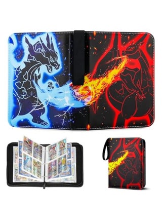 pokemon folder cards Ultra Pro Premium 4 Pocket Binder Pokemon Card Binder with 20 Side-Loading Pages & Holds up to 160 Acid-Free & Non-PVC Snap Closure, Black Backing & For added security Album - Pokemon Mega Evolution