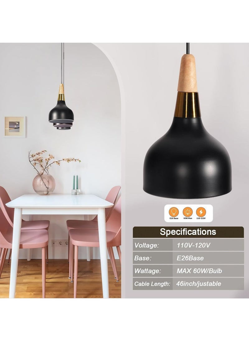 RATSAW Pendant Ceiling Light with Dimmable Bulbs Modern Macaron Nordic Hanging Ceiling Light with Adjustable Cord Minimalist Pendant Lighting Adjustable Chandelier Decor Lamp for Dinning Room (Black)  - Image 4