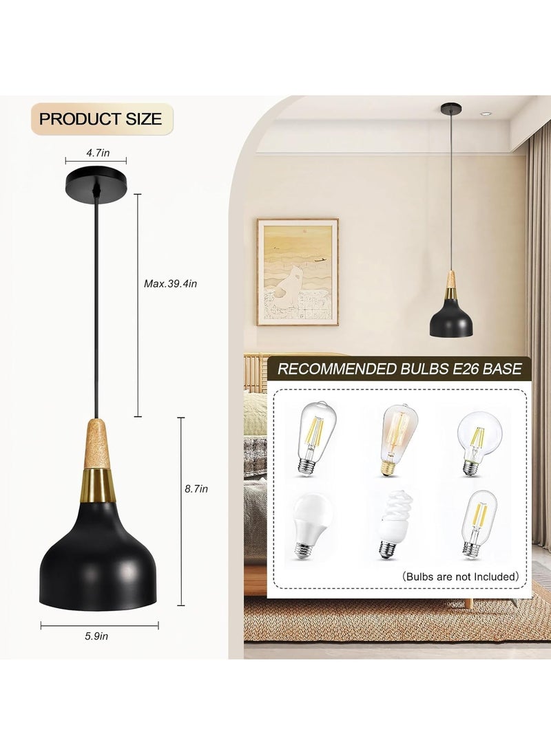RATSAW Pendant Ceiling Light with Dimmable Bulbs Modern Macaron Nordic Hanging Ceiling Light with Adjustable Cord Minimalist Pendant Lighting Adjustable Chandelier Decor Lamp for Dinning Room (Black)  - Image 2