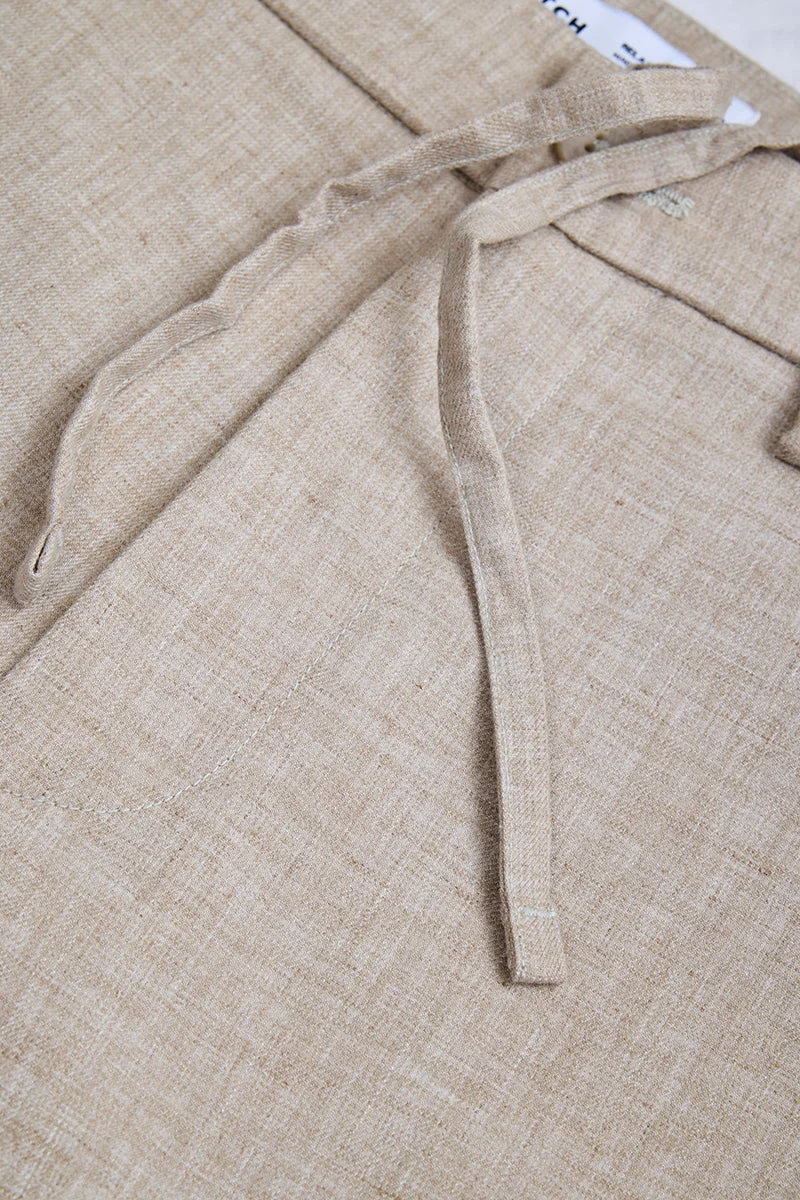 SNITCH Beige Beige Textured Relaxed Trousers for Men | Best Price UAE