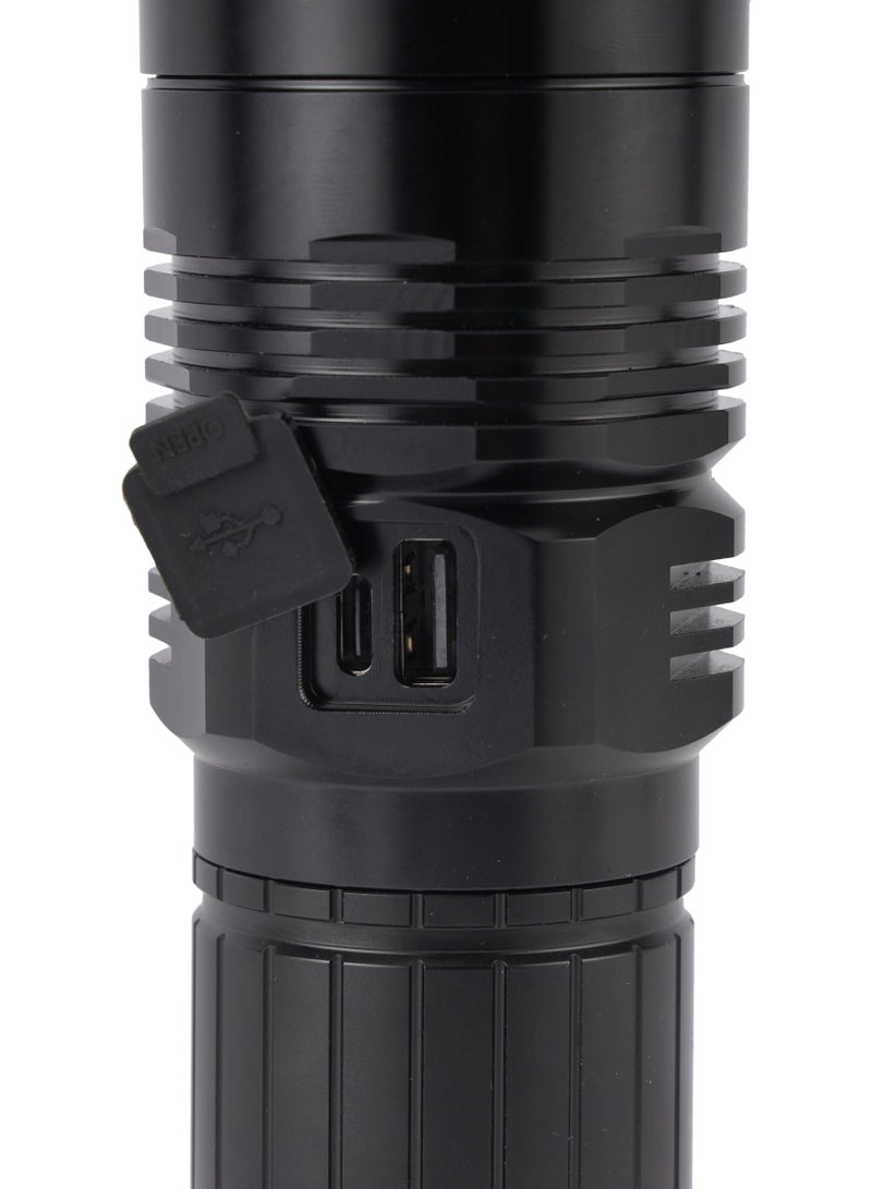 Olsenmark مصباح يدوي LED، ضوء الطوارئ، ضوء الشعلة مع بنك الطاقة- OMFL2823/أسود - Image 4