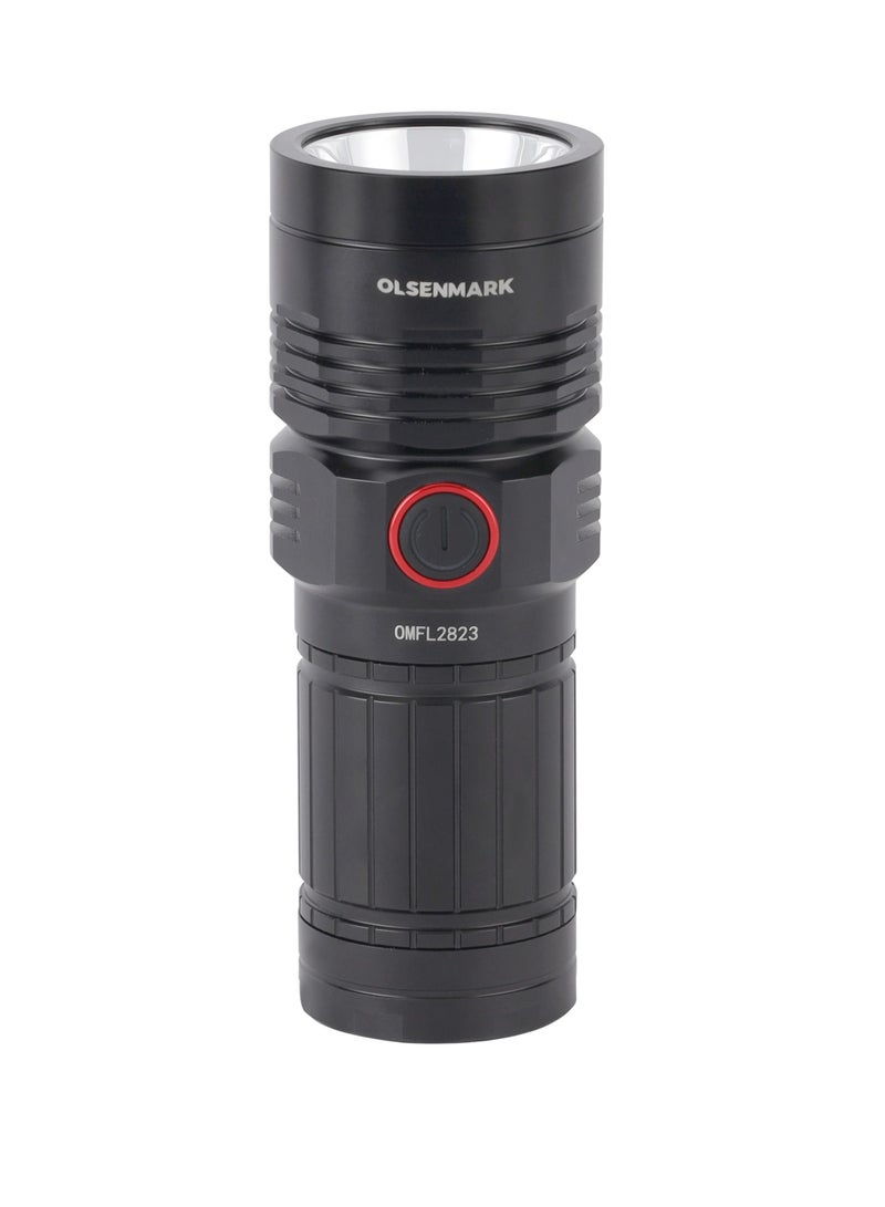 Olsenmark مصباح يدوي LED، ضوء الطوارئ، ضوء الشعلة مع بنك الطاقة- OMFL2823/أسود - Image 3