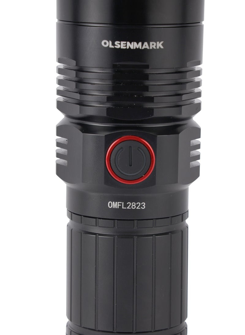 Olsenmark مصباح يدوي LED، ضوء الطوارئ، ضوء الشعلة مع بنك الطاقة- OMFL2823/أسود - Image 5