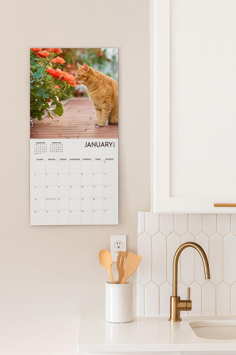 ARTICO Cats And Flowers Large Wall Calendar | 12 X 12 Inches | 2026 Wall Calendar | Christmas Gift (Cats And Flowers) - Image 2