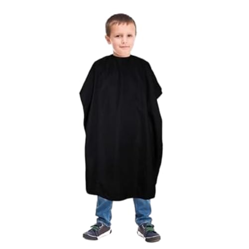 MAKSTILE Kids Hair Cutting Cape for Salon & Home | Barber Cape for Boys & Girls (Children) with Adjustable Neck - Tie Straps & Velcro for Comfortable Fit | Size: 47 x 31 Inches (Black) - Image 1