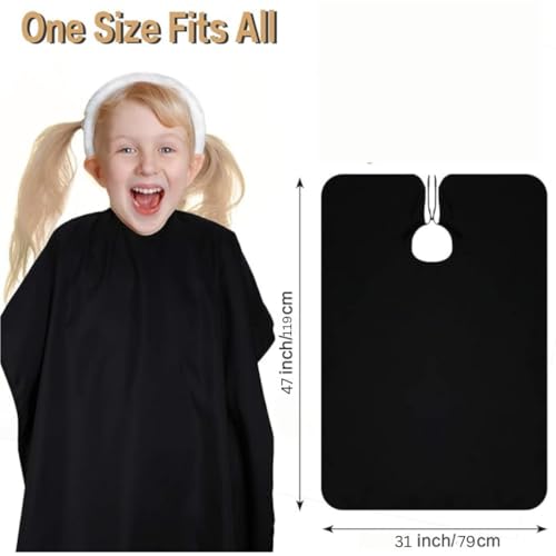 MAKSTILE Kids Hair Cutting Cape for Salon & Home | Barber Cape for Boys & Girls (Children) with Adjustable Neck - Tie Straps & Velcro for Comfortable Fit | Size: 47 x 31 Inches (Black) - Image 3