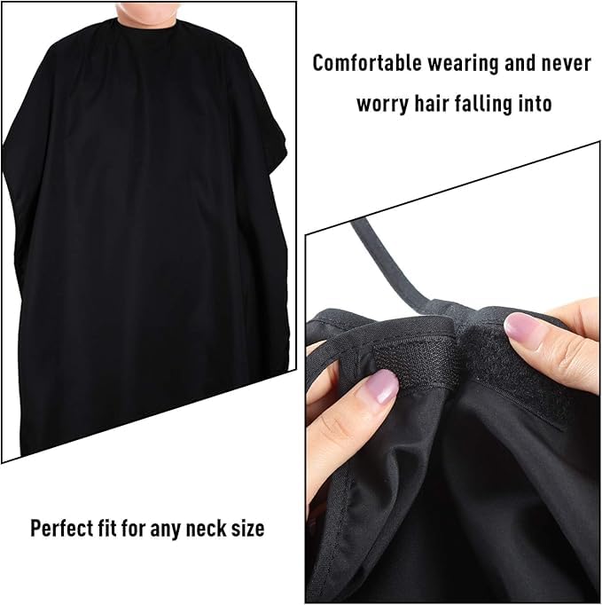 MAKSTILE Kids Hair Cutting Cape for Salon & Home | Barber Cape for Boys & Girls (Children) with Adjustable Neck - Tie Straps & Velcro for Comfortable Fit | Size: 47 x 31 Inches (Black) - Image 5