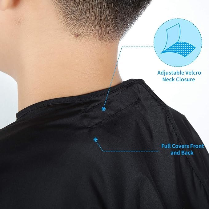 MAKSTILE Kids Hair Cutting Cape for Salon & Home | Barber Cape for Boys & Girls (Children) with Adjustable Neck - Tie Straps & Velcro for Comfortable Fit | Size: 47 x 31 Inches (Black) - Image 4