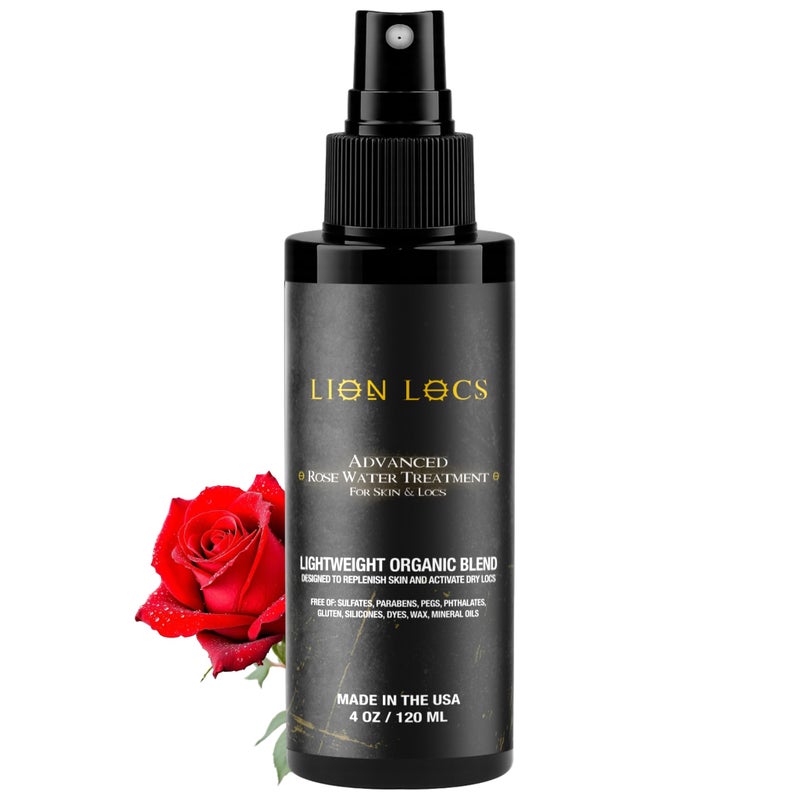 Beard Gains Lion Locs Rosewater Spray for Dreads and Locs - Organic Vegan Conditioner with Aloe, Oils, Vitamins, and Glycerin - Image 1