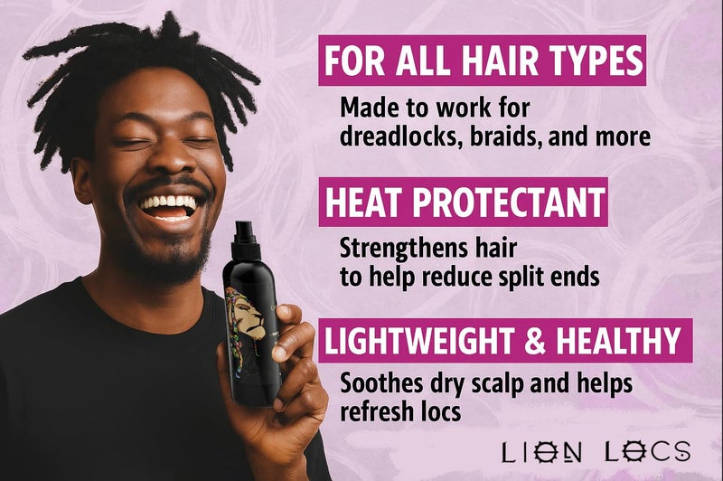 Beard Gains Lion Locs Rosewater Spray for Dreads and Locs - Organic Vegan Conditioner with Aloe, Oils, Vitamins, and Glycerin - Image 2