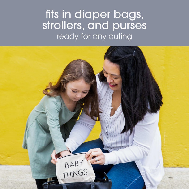 Pearhead Mommy and Baby Things Pouch Set â€“ Canvas Zipper Organizer Bags for Diaper Bag, Travel, Hospital or Nursery Essentials, New Mom Gift - Image 5