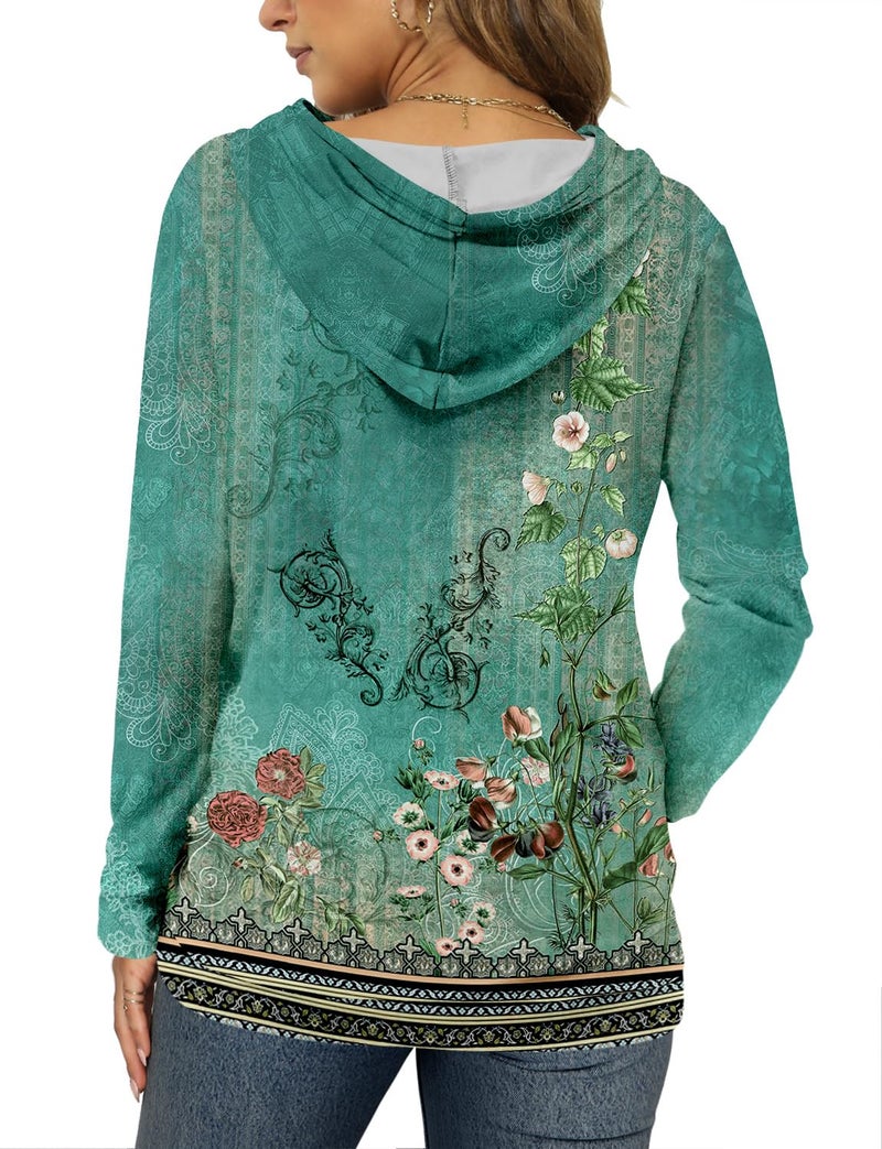 onlypuff Hoodies for Women Trendy Fashion Hoodies and Sweatshirt Cute Long Sleeve Hooded Fall Top Green Vine Tunic L - Image 4