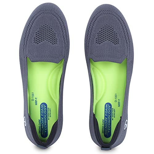 DOCTOR EXTRA SOFT Flexible Memory Foam Women's Shoes for Walking Gym Training | Casual Sports,Slip-On,Lightweight Lace up Jutis Bellies Classy Ballerina for Ladies and Girls New-D-1003 Grey - Image 1