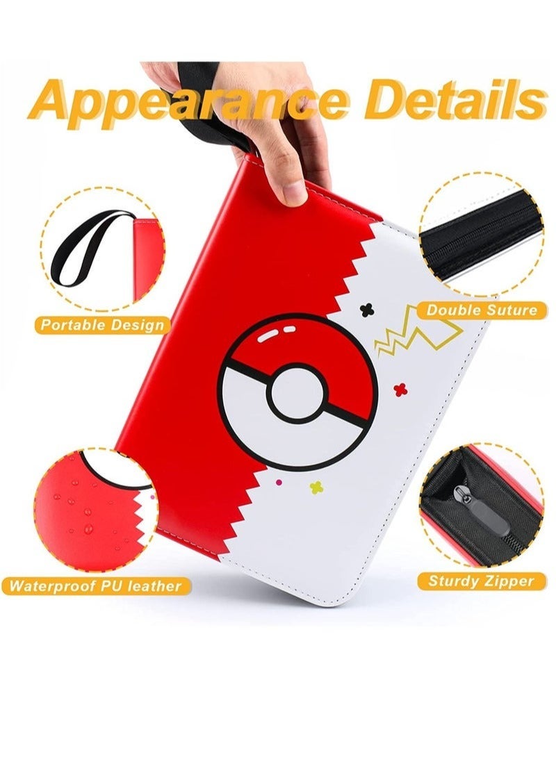 Pokemon Compatible Cards Binder,  Card Holder Pocket, Portable Card Collection Album Holder Book,  Fits 400 Cards With 50 Removable Sleeves, Trading Card Binder with Carrying Case  - Image 5