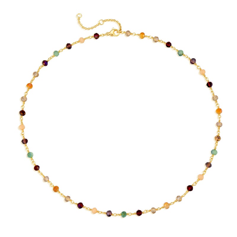 MTMY Gold Choker Necklace,14K Gold Plated Dainty Chain Choker Necklace Delicate Fashion Jewelry Gift for Women(mixed color beads) - Image 1