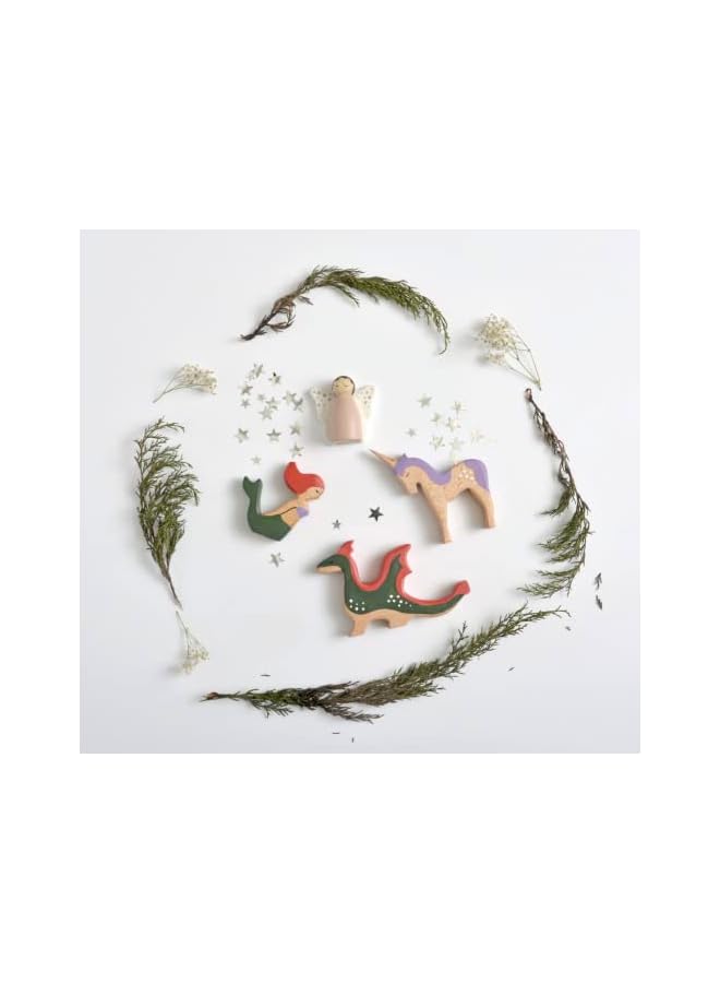 vesus Mystical creatures set of 4,Wooden animals, Educational toy, Early learning toy, Fairy, Unicorn, Dragon, Mermaid - Image 2