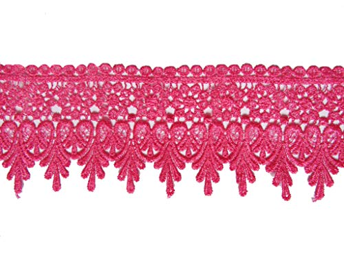 YYCRAFT 5 Yards Hot Pink Lace Edge Trim Wedding Applique DIY Sewing CraftsWidth35 Inch Hot Pink - Image 1