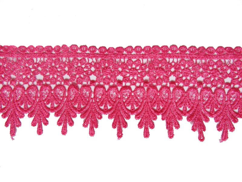 YYCRAFT 5 Yards Hot Pink Lace Edge Trim Wedding Applique DIY Sewing CraftsWidth35 Inch Hot Pink - Image 3