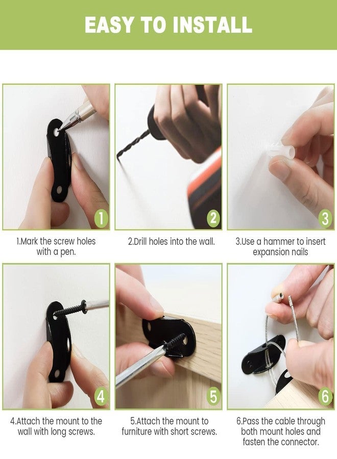 DOYKLI Anti Tip Furniture Anchors for Baby Proofing, Furniture Wall Anchor Earthquake Straps for Furniture Dresser Wall Safety Anchor Furniture Fasteners to Wall_Black - Image 5