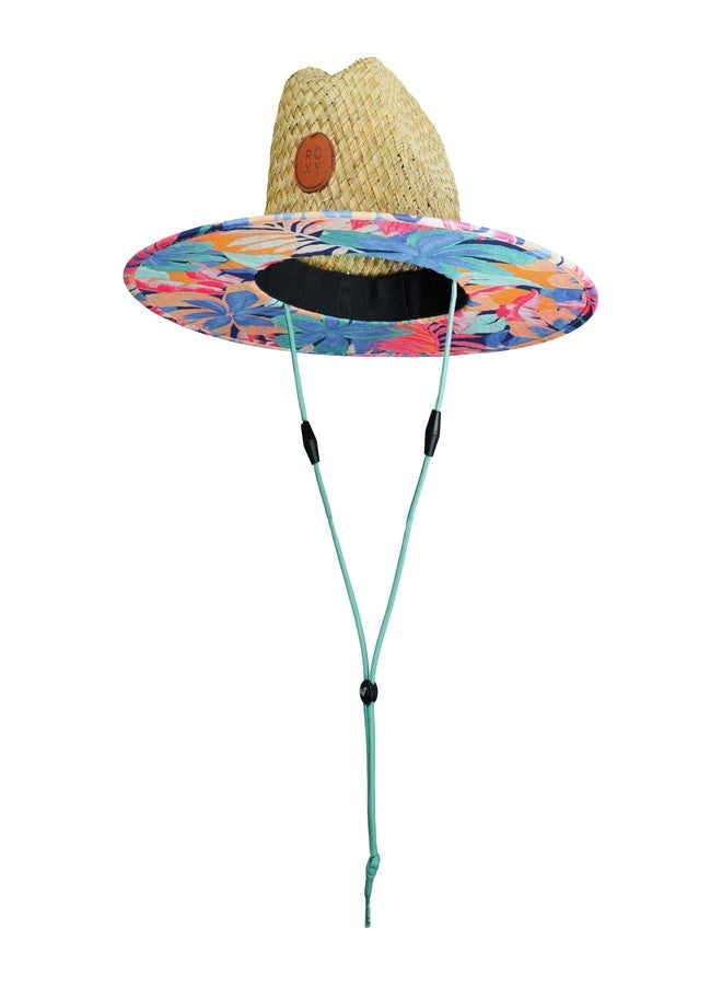 Roxy Girls Pina to My Colada Straw Panama Hat – 100% Straw Wide Brim Summer Hat for Girls, Lightweight and Breathable Style for Beach Days or Outdoor Travel, Golden Hour Coastal Fjord, One Size - Image 1