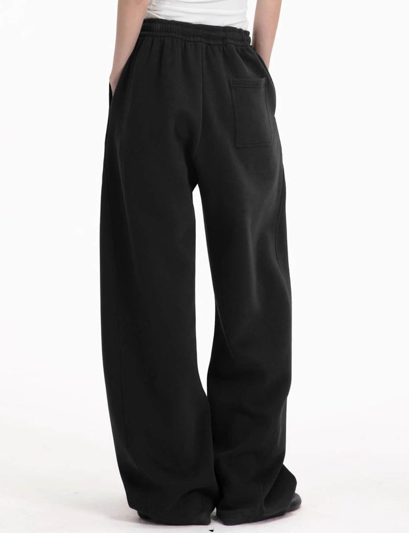 FACDIBY Women's Fleece Lined Barrel Sweatpants Baggy Casual Wide Leg Pants Drawstring Athletic High Waisted Lounge Sweats with Pockets Black XS - Image 2
