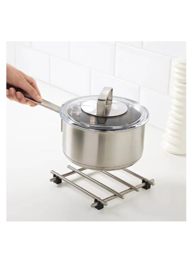 Stainless Steel Tripod Set, 7 X 7 Inches (Approximately 18 X 18cm), Heat-Resistant And Rust Proof, Rubber Anti Slip Feet For Countertops And Tables, Protecting Surfaces From Damage From Hot Pots, Pans, And Baking Utensils, Silver  - Image 5