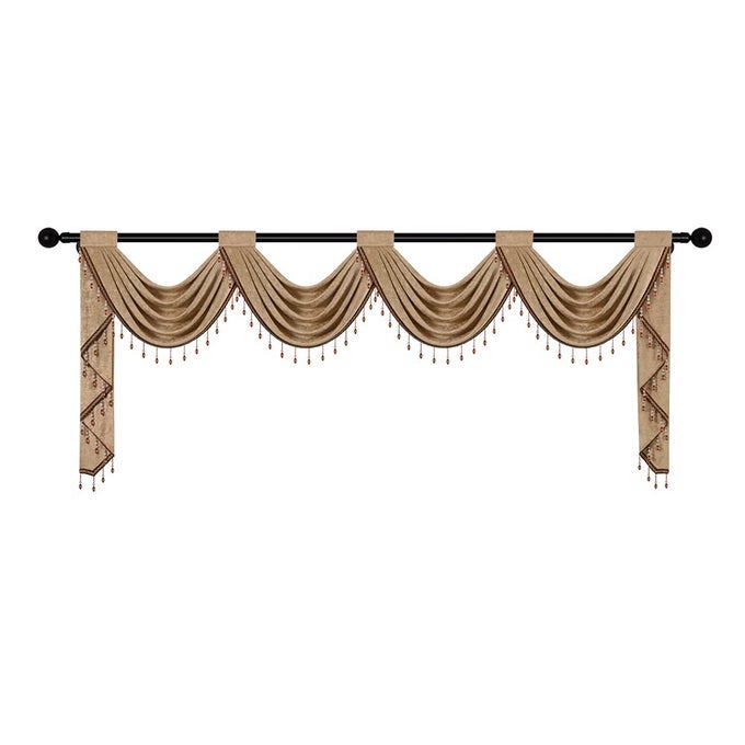COFFEE CHENILLE WATERFALL VALANCE FOR LIVING ROOM4 HOLLOW SWAGS VALANCE FOR KITCHENROD POCKET1 PANEL
